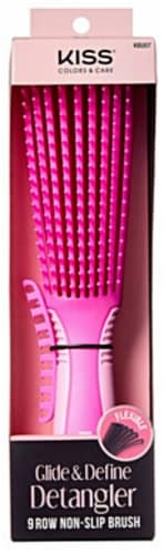 Kiss® Glide & Define Detangler Brush - Pink Perspective: front