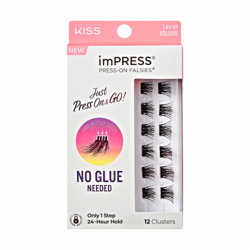 KISS imPRESS Lash Clusters, imPRESS Falsies, Lavish Volume, 12mm-14mm, 12 Clusters Perspective: front