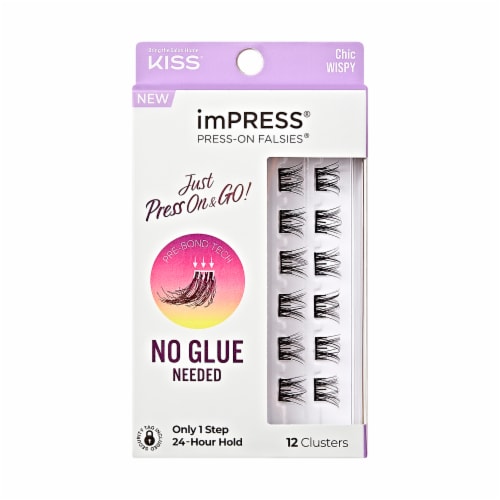 KISS imPRESS Lash Clusters, imPRESS Falsies, Chic Wispy, 12mm-14mm, 12 Clusters Perspective: front