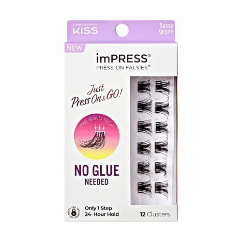 KISS imPRESS Lash Clusters, imPRESS Falsies, Sassy Wispy, 12mm-14mm, 12 Clusters Perspective: front