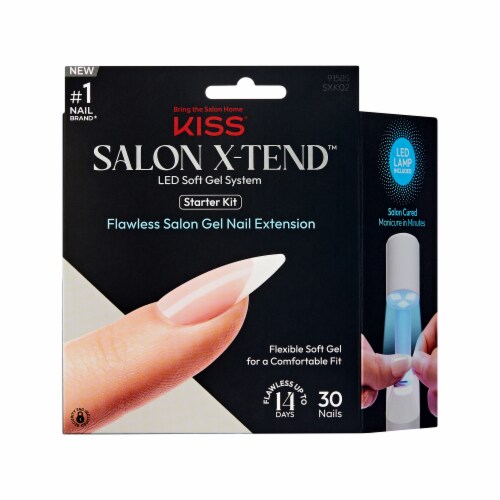 KISS Salon X-tend, Press-On Nails, Pure, White, Med Oval, 30 ct Perspective: front