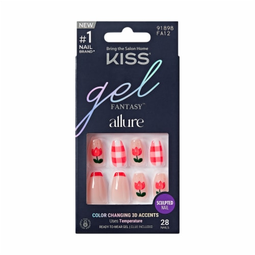 KISS Gel Fantasy, Press-On Nails, All Yours, Pink, Med Coffin, 28 ct Perspective: front