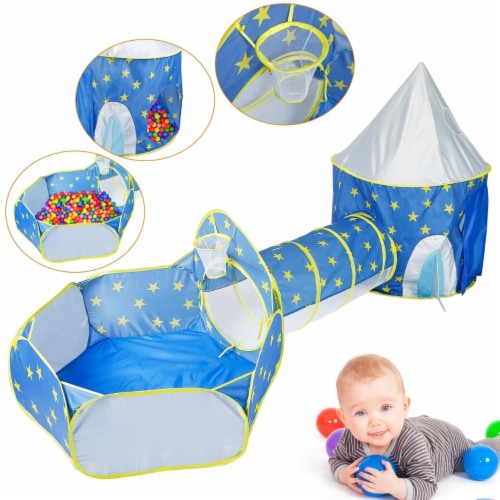 3 In 1 Kids Play Tent Crawl Tunnel Ball Pit Set Foldable Pink Blue 1 3 Years Blue 1 unit Pick n Save