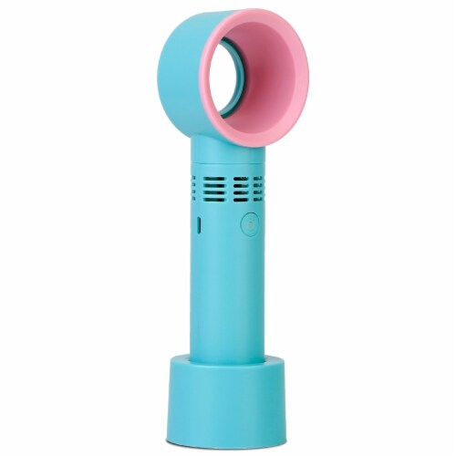 Portable Handheld Bladeless Fan Rechargeable Cooling USB Fan Desktop Use Fan 3 Gears LED Perspective: front
