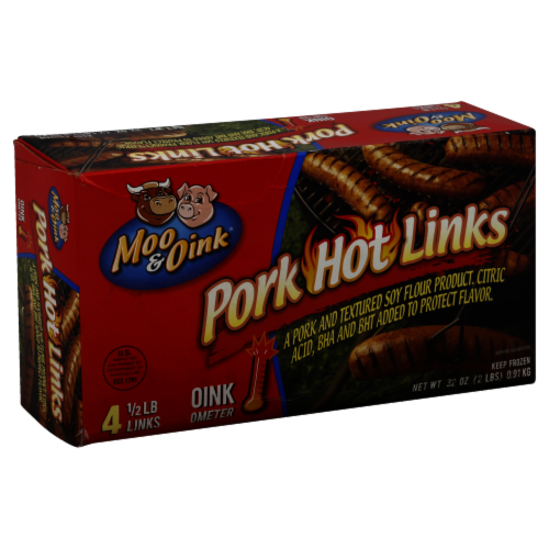 Moo & Oink Pork Hot Links Perspective: front