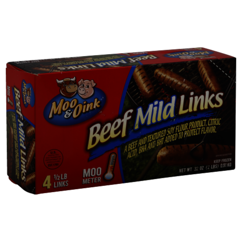 Moo & Oink Beef Mild Links Perspective: front
