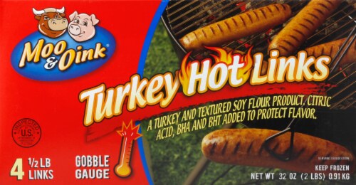 Moo & Oink Turkey Hot Links Perspective: front