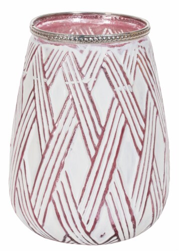 Hill's Imports Inc. Glass Vase with Metal Rim - Pink Perspective: front
