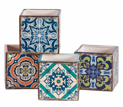 Hill's Imports Inc. Square Lisbon Pottery Cube - Assorted Perspective: front