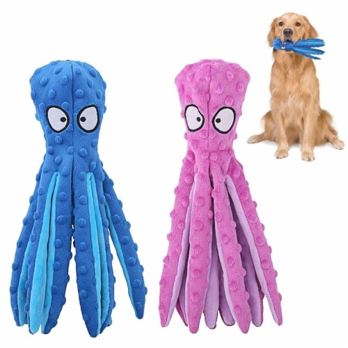 2Pcs Squeaky Dog Toys No Stuffing Crinkle Plush Octopus Dog Teething Toy Interactive Dog Toy 1 unit Fred Meyer