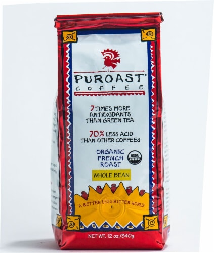 Puroast Organic Low Acid Whole Bean French Roast Coffee 12 oz