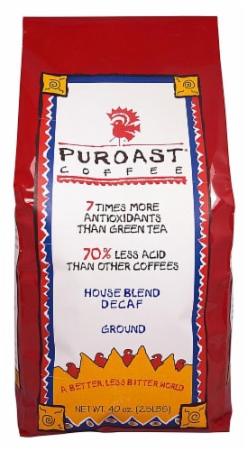 Puroast  Low Acid Coffee House Blend Natural Decaf Drip Grind Perspective: front