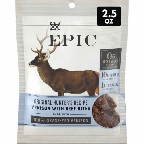EPIC Venison & Beef Protein Bites, Grass-Fed, Keto Friendly, 2.5oz Perspective: front