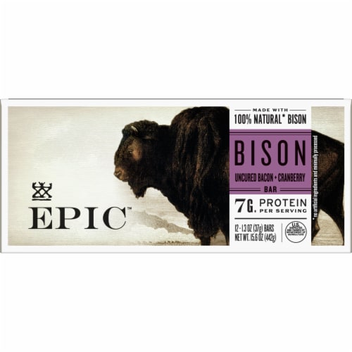 EPIC Uncured Bacon Cranberry Bison Bars Perspective: front