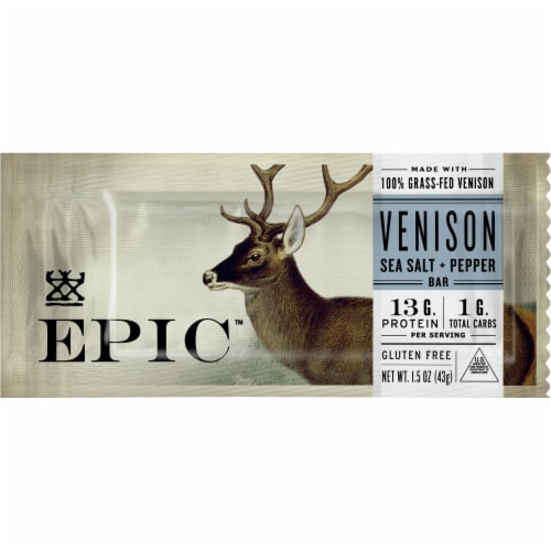 EPIC® Sea Salt + Pepper Venison Bar Perspective: front