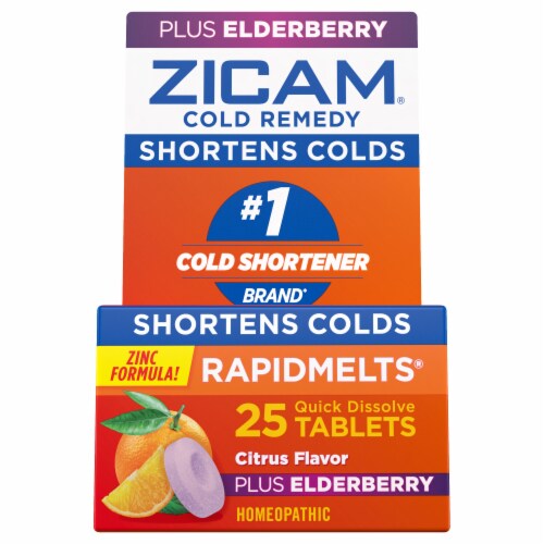 Zicam® Cold Remedy Elderberry Citrus Flavor Rapidmelts® Perspective: front