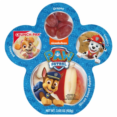 Crunch Pak® Nickelodeon Paw Patrol™ Sliced Sweet Apples Cheese Grapes and Cookies Snack Tray Perspective: front