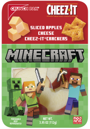 Crunch Pak® Minecraft Snacker with Sliced Sweet Apples Cheese and Cheez-It Crackers Snack Tray Perspective: front