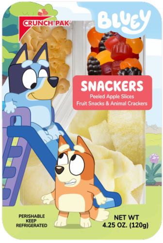 Crunch Pak® Bluey Snacker with Peeled Sweet Apples, Animal Crackers & Reduced Sugar Fruit Snacks Perspective: front