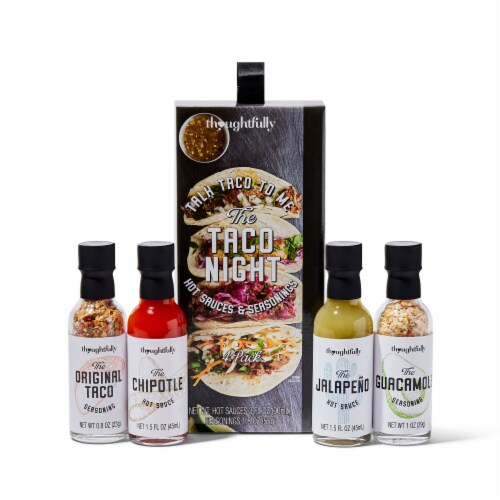 Thoughtfully Gourmet, Taco Night Seasoning and Hot Sauce Gift Set, Set of 4 Perspective: front