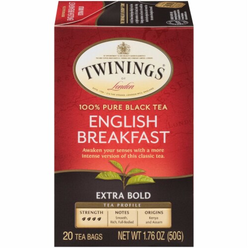 Twinings of London English Breakfast Extra Bold Black Tea 20 Tea Bags, Case of 6 20 BG each