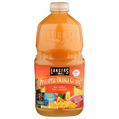 Langers Pineapple Orange and Guava Cocktail Juice Perspective: front