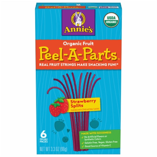 Annie's Homegrown Strawberry Fruit Snack Peel-a-Parts 3.3 oz Perspective: front