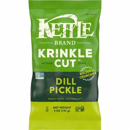Kettle Foods Kettle Cooked Potato Chips Dill Pickle Perspective: front
