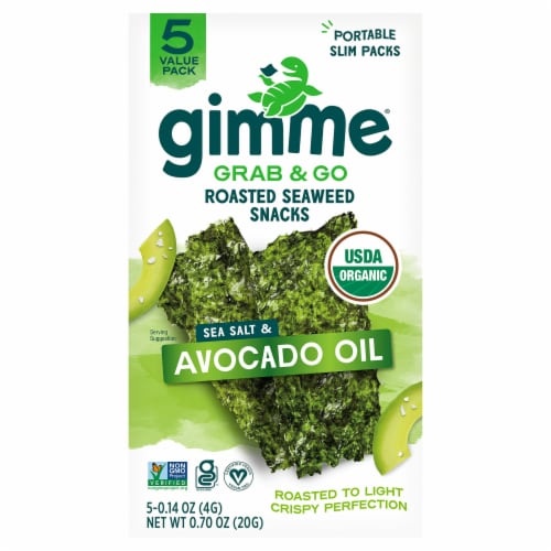 Gimme Avocado And Seasalt Seaweed Roasted Snack 5 piece Perspective: front