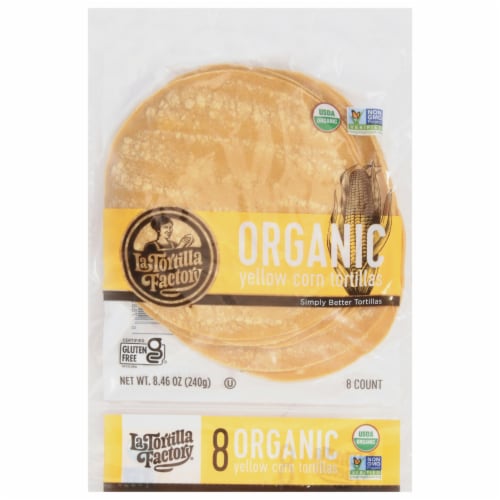 La Tortilla Factory Tortillas Organic Corn Yellow Bag 8 Count Perspective: front