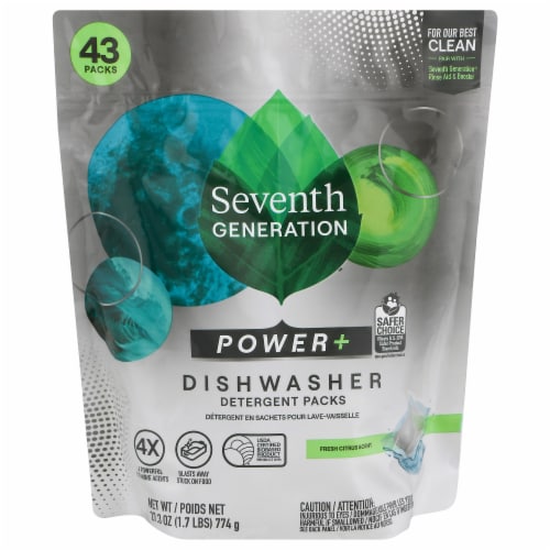Seventh Generation™ Ultra Power Plus Fresh Citrus Scent Dishwasher Detergent Packs Perspective: front