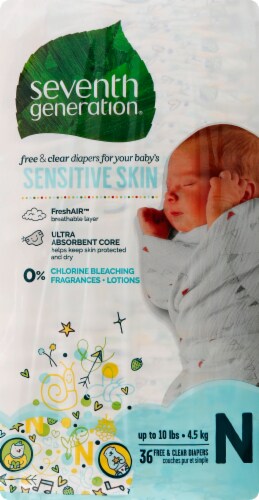 Seventh Generation Baby Diapers Free & Clear Sensitive Skin Newborn 36 count 