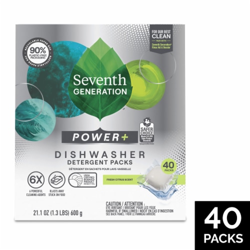 Seventh Generation Power Plus Fresh Citrus scent Dishwasher Detergent Packs Perspective: front