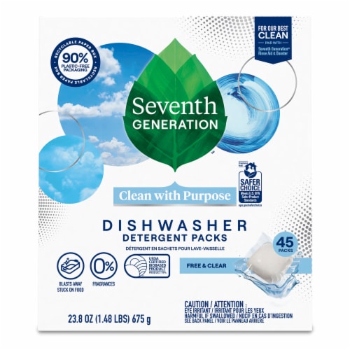 Seventh Generation Free & Clear Dishwasher Detergent Packs Perspective: front