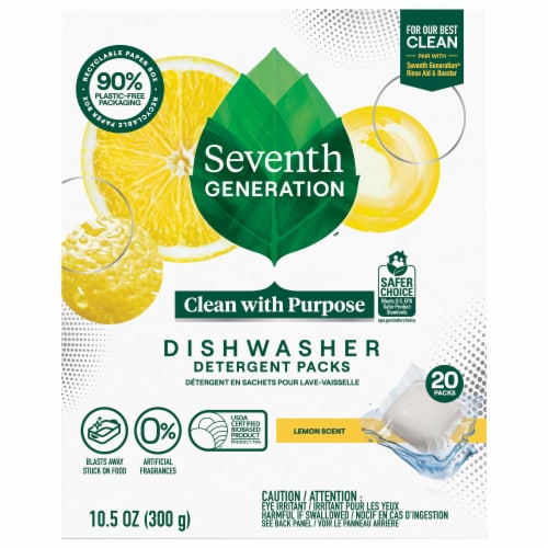 Seventh Generation™ Lemon Scent Dishwasher Detergent Packs Perspective: front