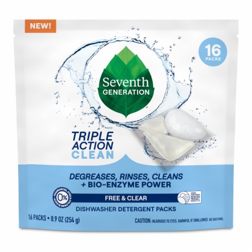 Seventh Generation Triple Action Clean Dishwasher Detergent Packs Free & Clear Perspective: front
