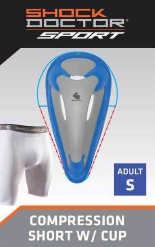 Shock Doctor® Sport Compression Short with Flex Cup - White Perspective: front