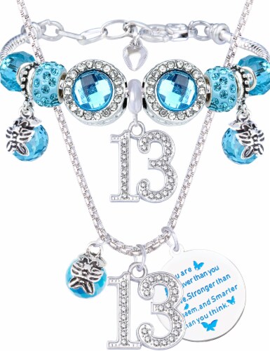 EBE EmmasbyEmma 13th Bday Gift, Blue Necklace & Charm Bracelet for Girls,  Large - Fry's Food Stores