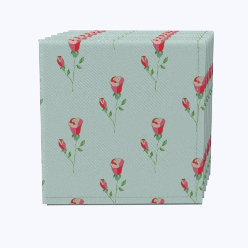 Napkin Set of 4, 100% Cotton, 20x20 , Budding Roses Perspective: front