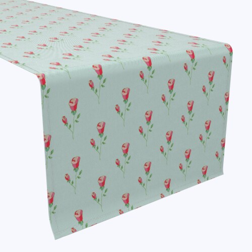 Table Runner, 100% Cotton, 16x90 , Budding Roses Perspective: front