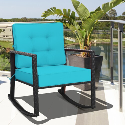 Patio Rattan Rocker Chair Outdoor Glider Rocking Chair Cushion Lawn ...