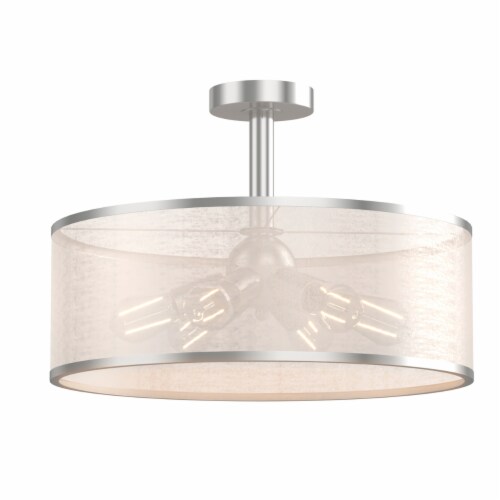 6 Light Semi Flush Mount Ceiling Light Pendant Lamp w Fabric Drum