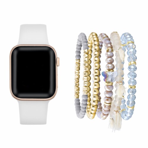 White Patent Band & Bracelet Bundle for Apple Watch Series 1,2,3,4,5,6 & SE  - Size 38mm/40mm, 38mm/40mm - Kroger