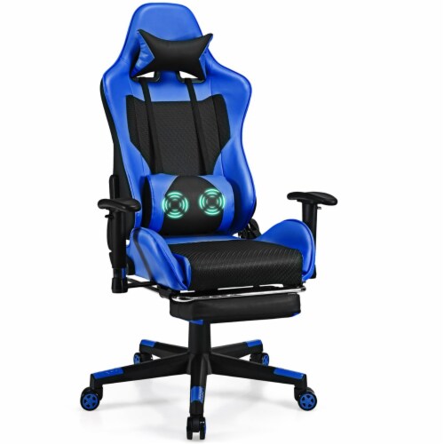 Reclining massage gaming chair with 2025 footrest