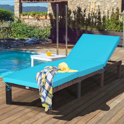 Costway Outdoor Rattan Lounge Chair Chaise Recliner Adjustable