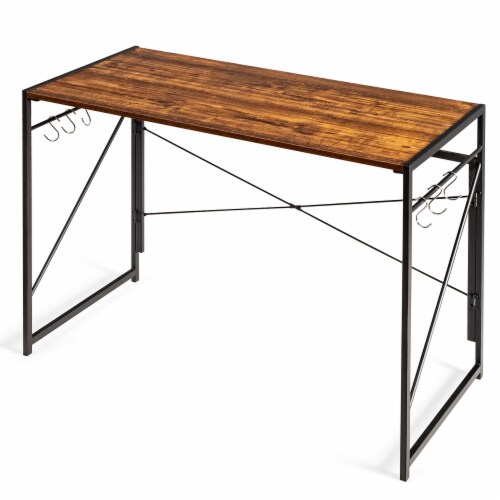 Costway Computer Desk Writing Study Table with Storage Shelves Home Office  Rustic Brown, 48X25X44(LXWXH) - Kroger