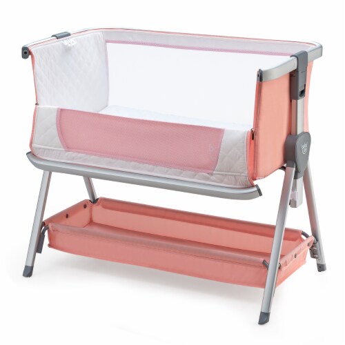 Babyjoy Baby Bed Side Crib Portable Adjustable Infant Travel Sleeper Bassinet Peach\ Dark Perspective: front