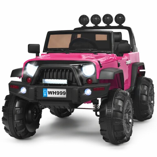 Costway 12V Kids Ride On Truck RC Car w LED Lights Music Trunk