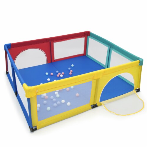Costway Baby Playpen Infant Large Safety Play Center Yard w/ 50 Ocean Balls Perspective: front