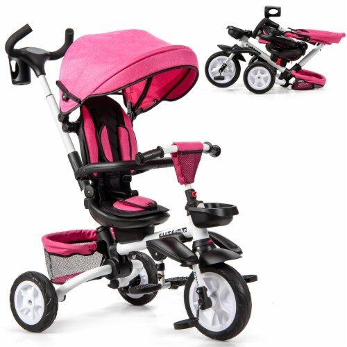 Costway 6 In 1 Kids Baby Stroller Tricycle Detachable Learning Toy Bike w Canopy 1 unit Harris Teeter